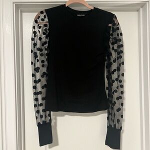 Chic Black Polka Dot Sleeve Top